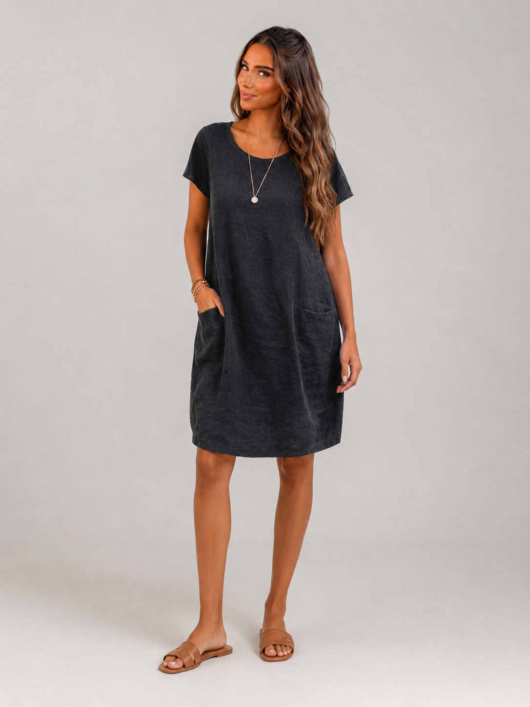 Guusje | Short Sleeve Pocket Midi Dress for Women