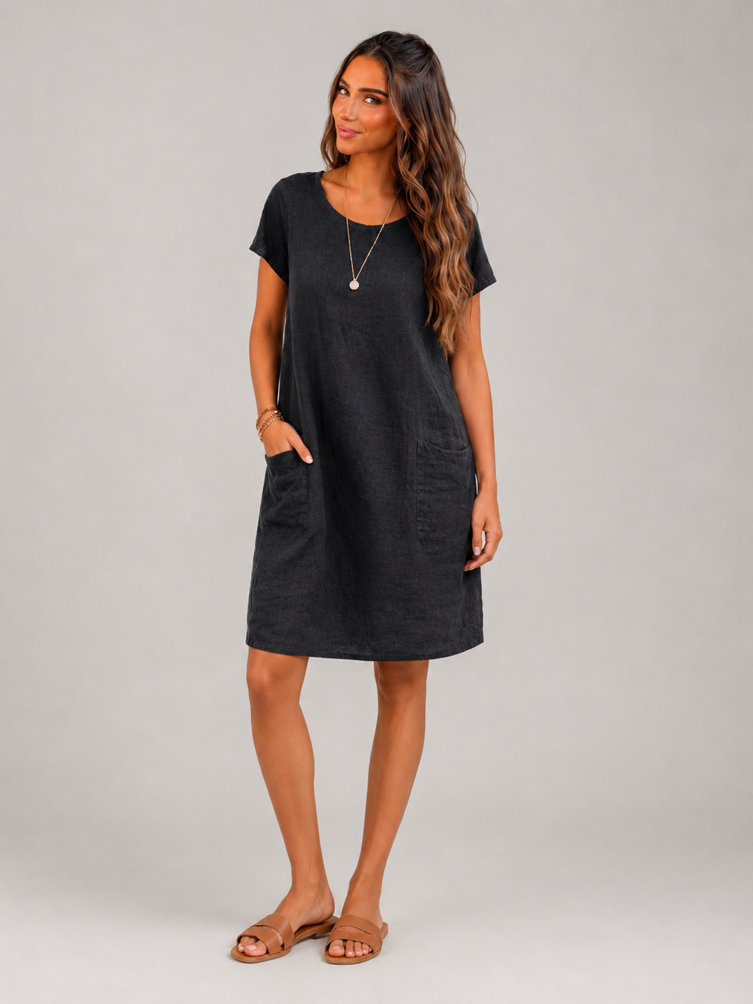 Guusje | Short Sleeve Pocket Midi Dress for Women