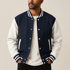 Rasmus | Ribbed Trim Snap-Button Bomber Jacket for Men