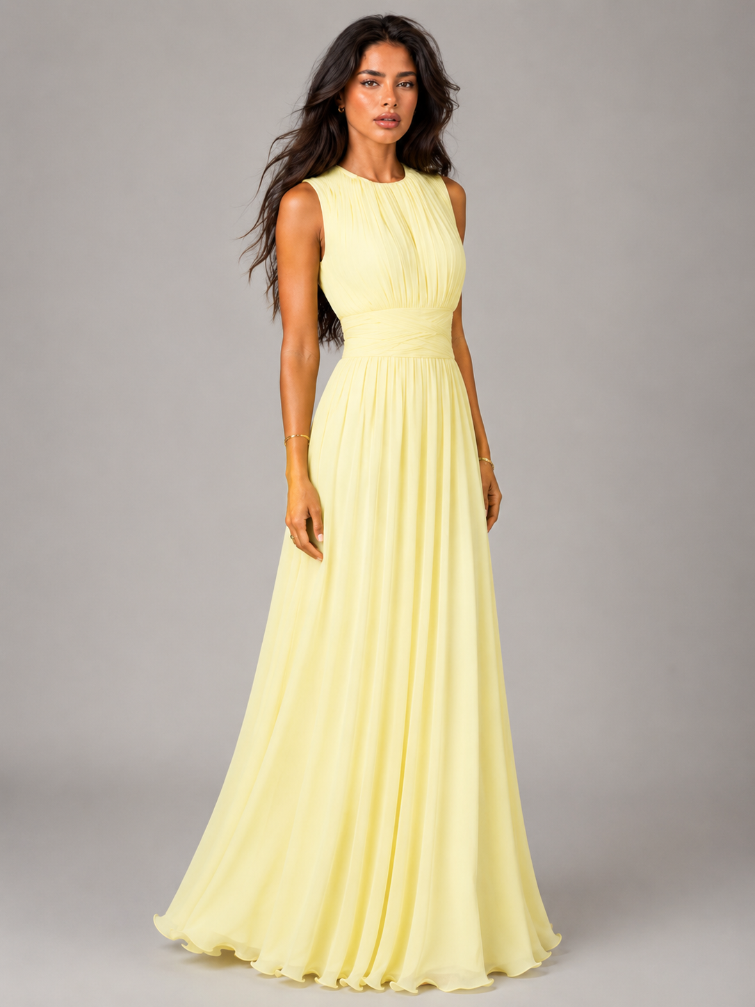 Gwen | Ruched High-Neck Maxi Dress for Women