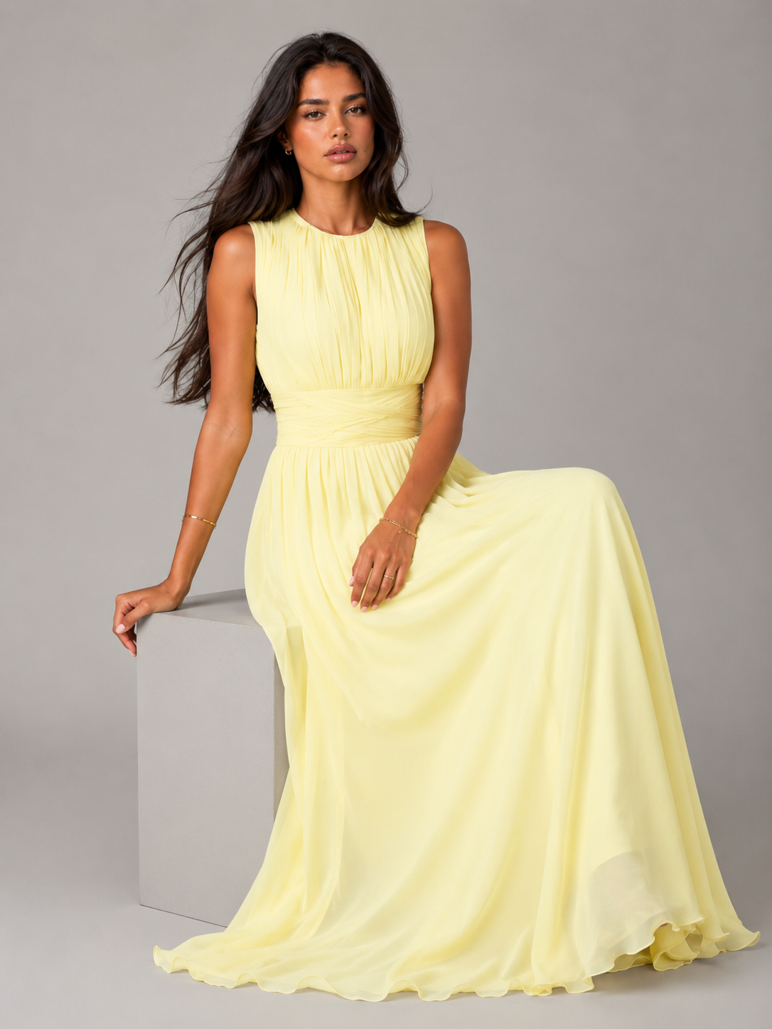 Gwen | Ruched High-Neck Maxi Dress for Women