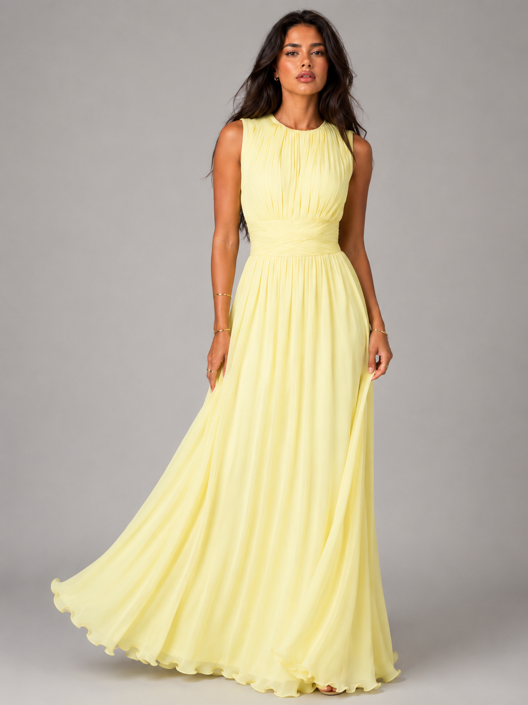 Gwen | Ruched High-Neck Maxi Dress for Women