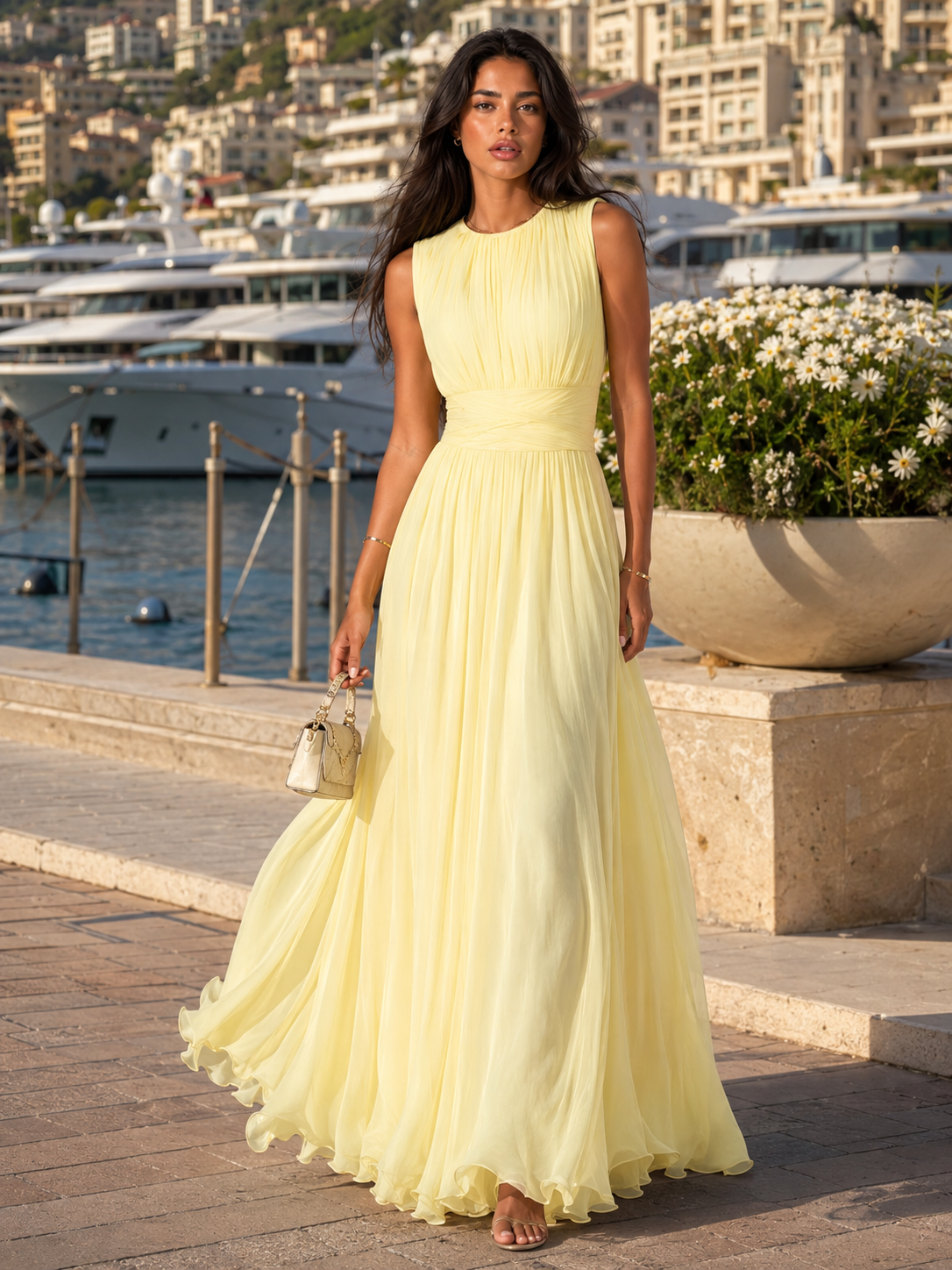 Gwen | Ruched High-Neck Maxi Dress for Women