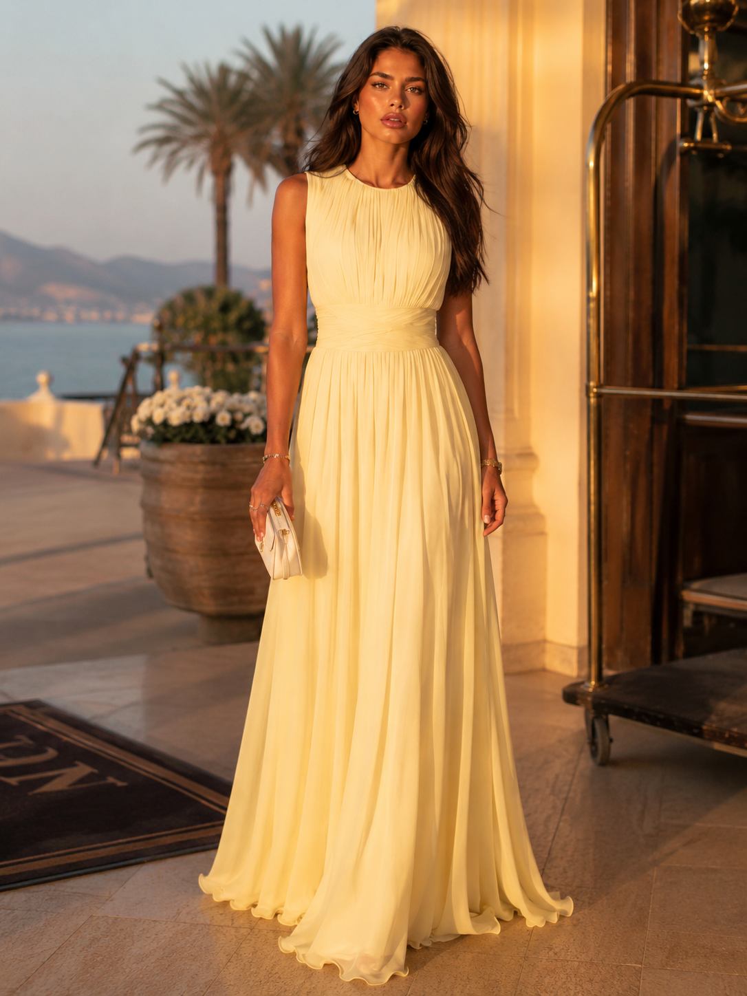 Gwen | Ruched High-Neck Maxi Dress for Women