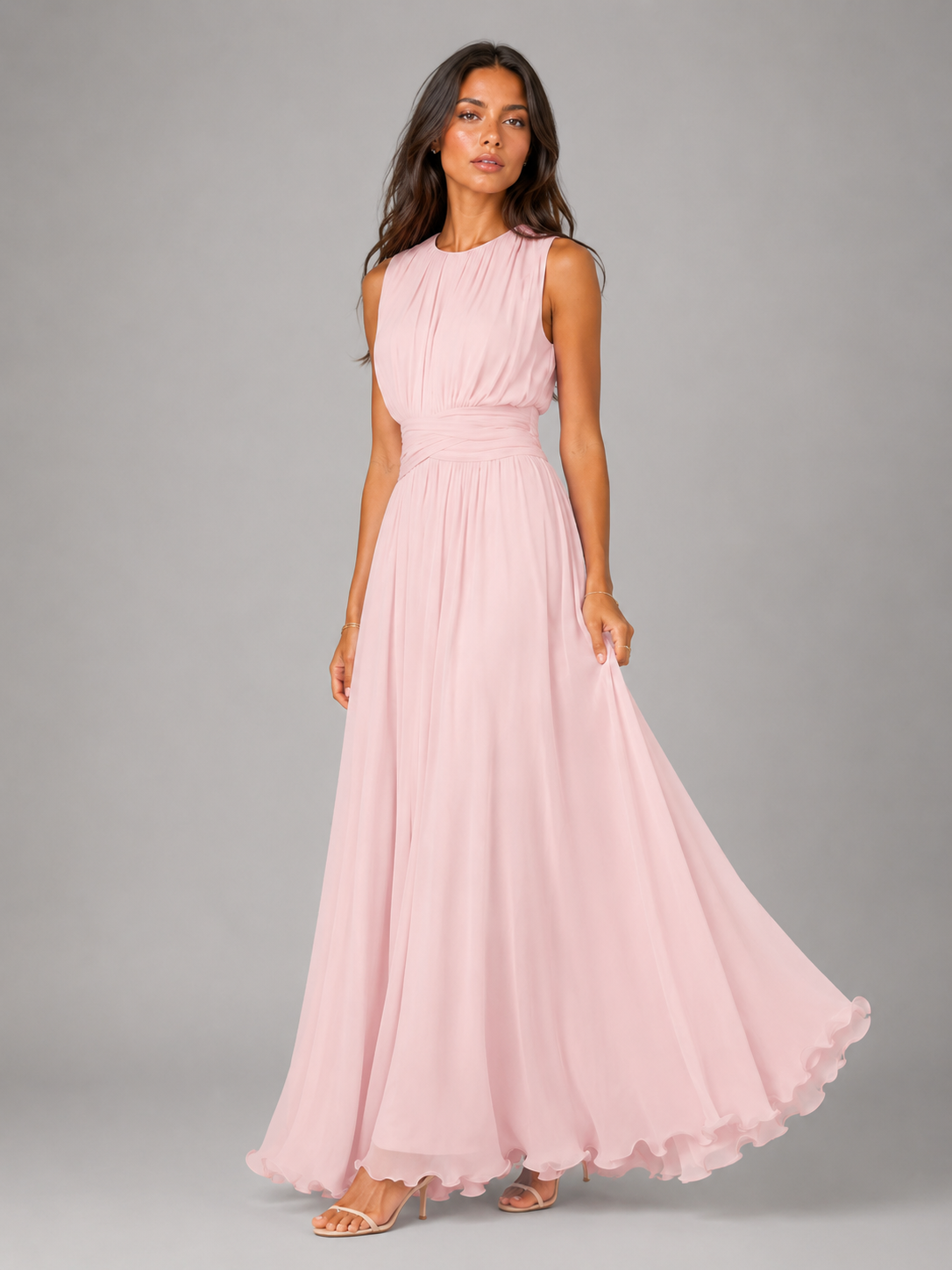 Gwen | Ruched High-Neck Maxi Dress for Women