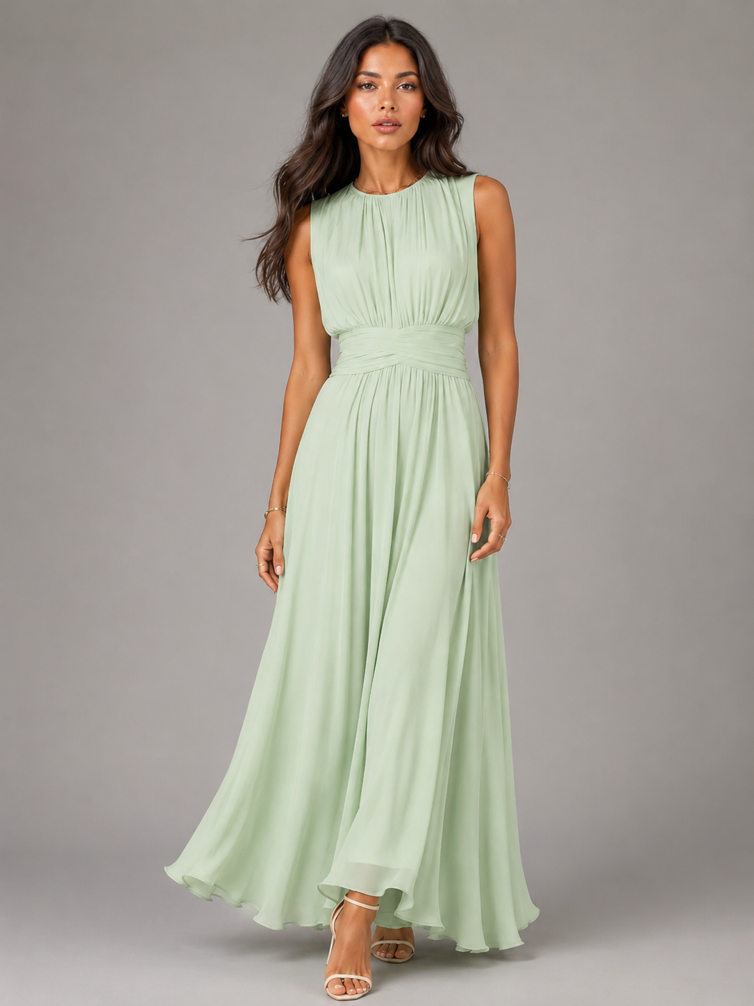 Gwen | Ruched High-Neck Maxi Dress for Women