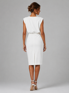 Hanna | Keyhole Neck Ruched Midi Dress for Women