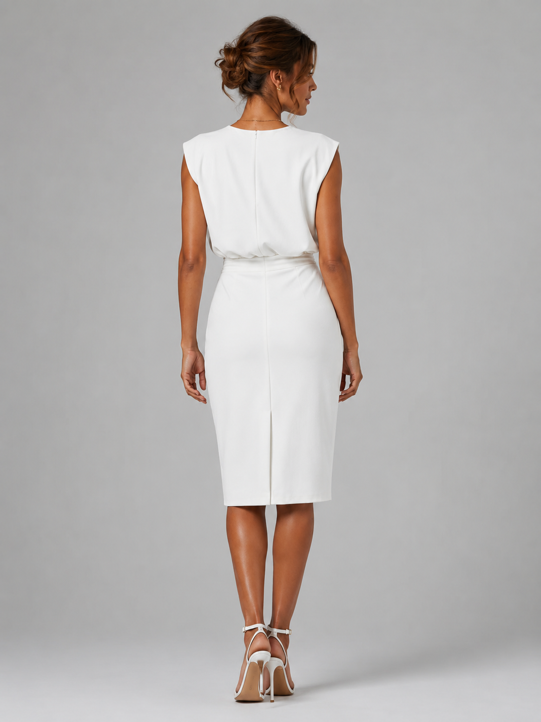 Hanna | Keyhole Neck Ruched Midi Dress for Women