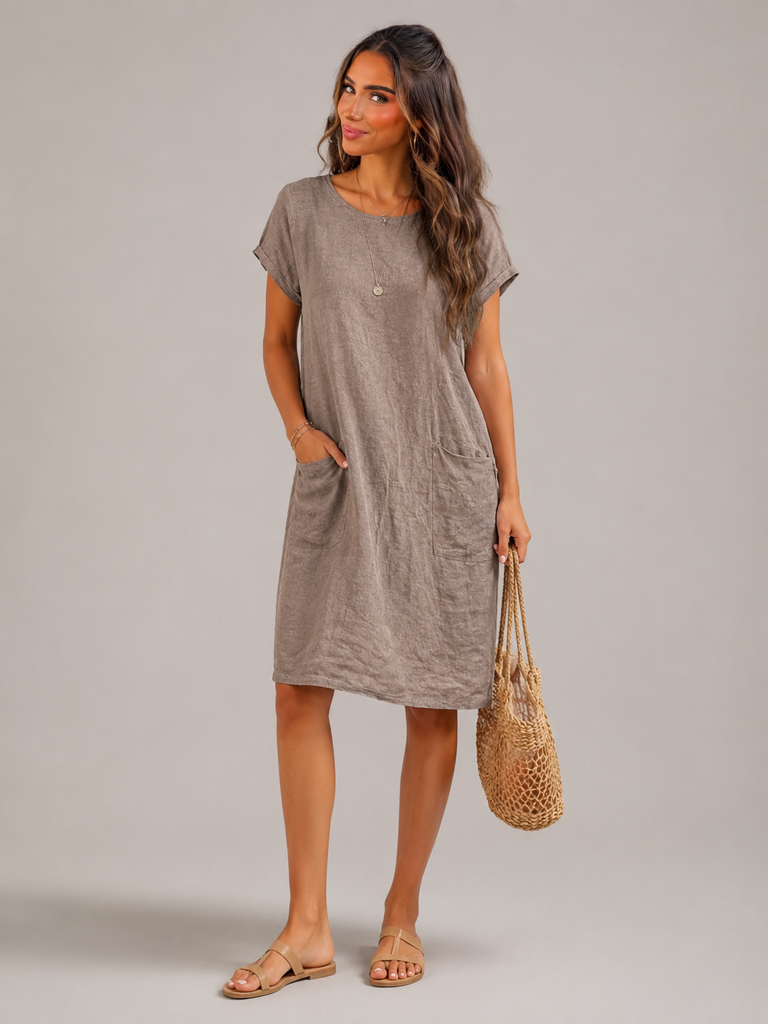 Guusje | Short Sleeve Pocket Midi Dress for Women