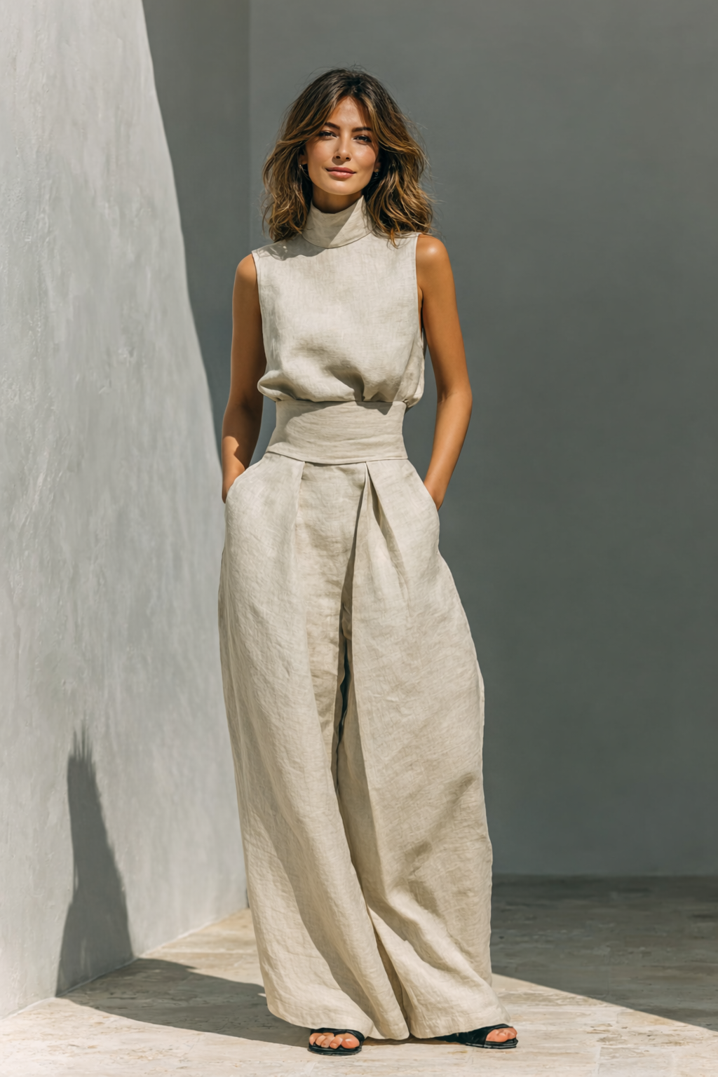 Zoé | High-Neck Tank and Wide-Leg Pants Set for Women