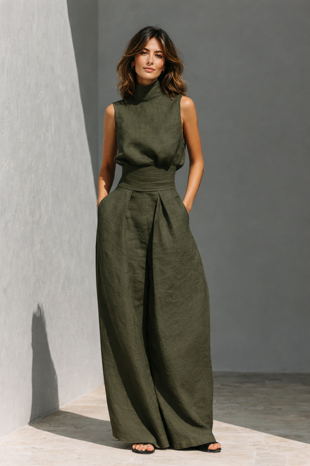 Zoé | High-Neck Tank and Wide-Leg Pants Set for Women