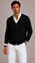 Ole | Button-Front V-Neck Cardigan for Men