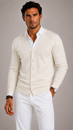 Ole | Button-Front V-Neck Cardigan for Men