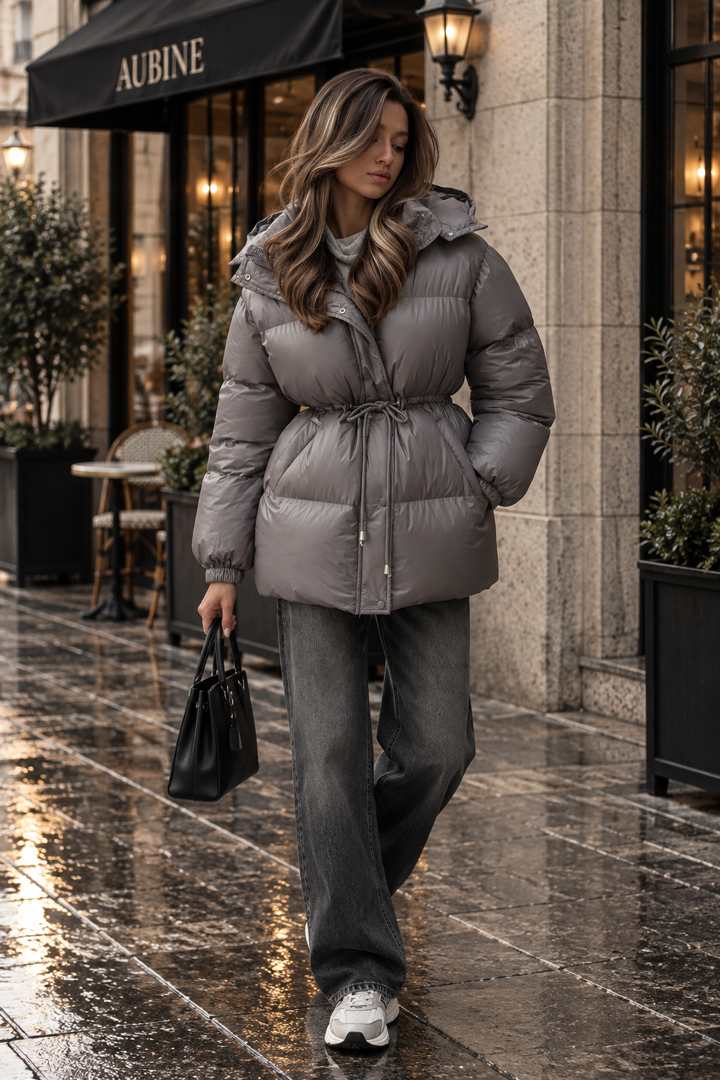 Lenneke Drawstring Hooded Puffer Jacket for Women