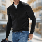 Emil | Zip-Neck Ribbed Knit Sweater for Men