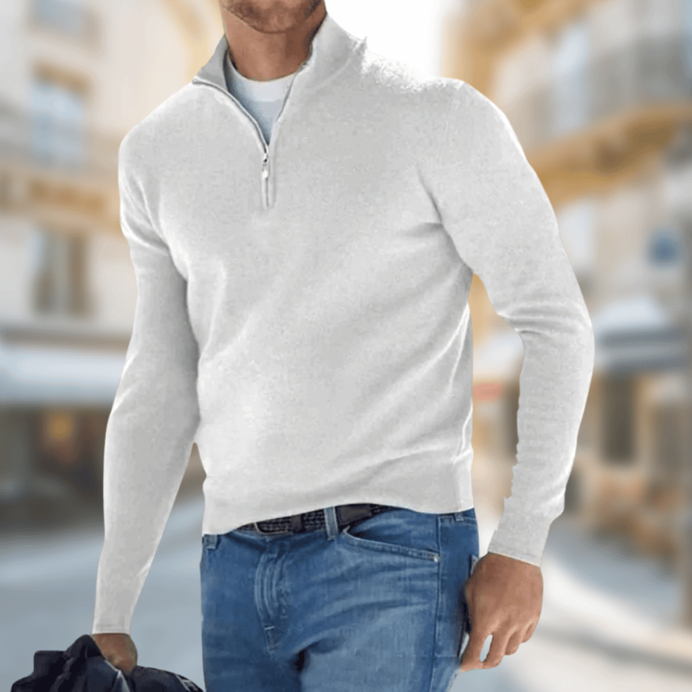 Emil | Zip-Neck Ribbed Knit Sweater for Men