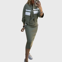 Roos | Zip-Up Drawstring Top and Midi Skirt Set for Women