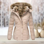 Leila | Fitted Quilted Puffer Jacket with Fur Hood for Women