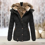 Leila | Fitted Quilted Puffer Jacket with Fur Hood for Women