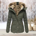 Leila | Fitted Quilted Puffer Jacket with Fur Hood for Women