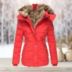 Leila | Fitted Quilted Puffer Jacket with Fur Hood for Women