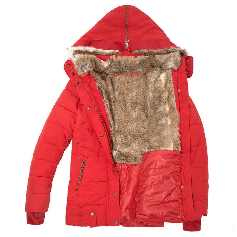 Leila | Fitted Quilted Puffer Jacket with Fur Hood for Women