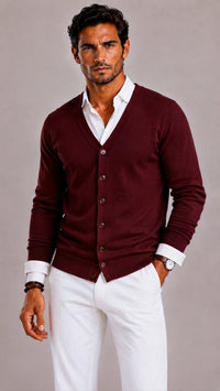 Ole | Button-Front V-Neck Cardigan for Men