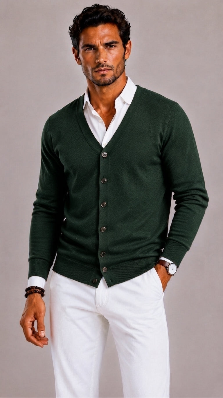 Ole | Button-Front V-Neck Cardigan for Men