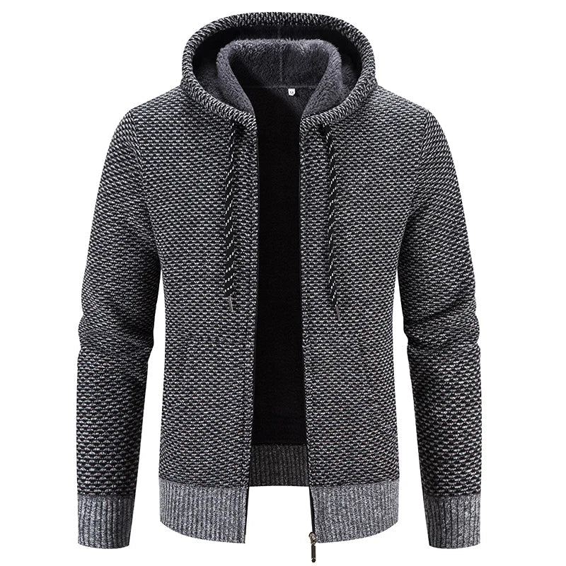 Niklas | Hooded Knit Cardigan with Ribbed Trim for Men
