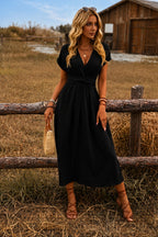 Paulien | Wrap V-Neck Maxi Dress with Belted Waist for Women