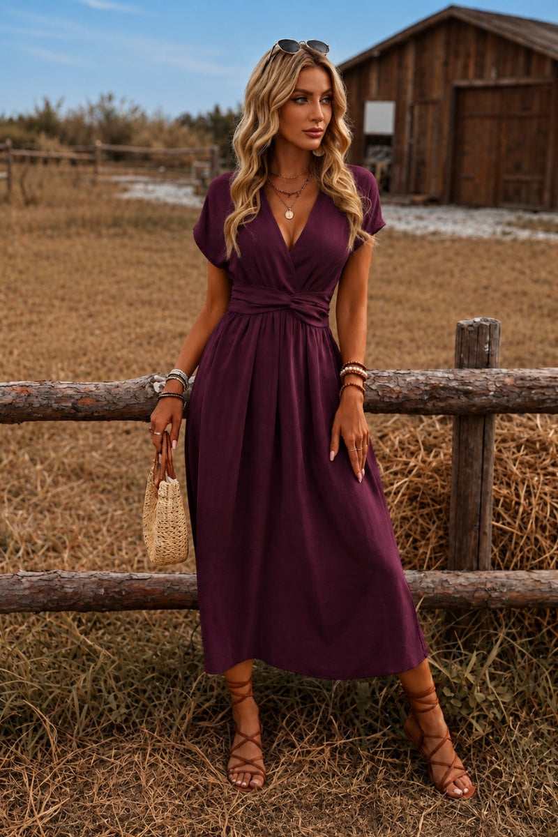 Paulien | Wrap V-Neck Maxi Dress with Belted Waist for Women
