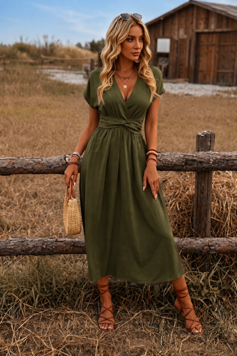 Paulien | Wrap V-Neck Maxi Dress with Belted Waist for Women