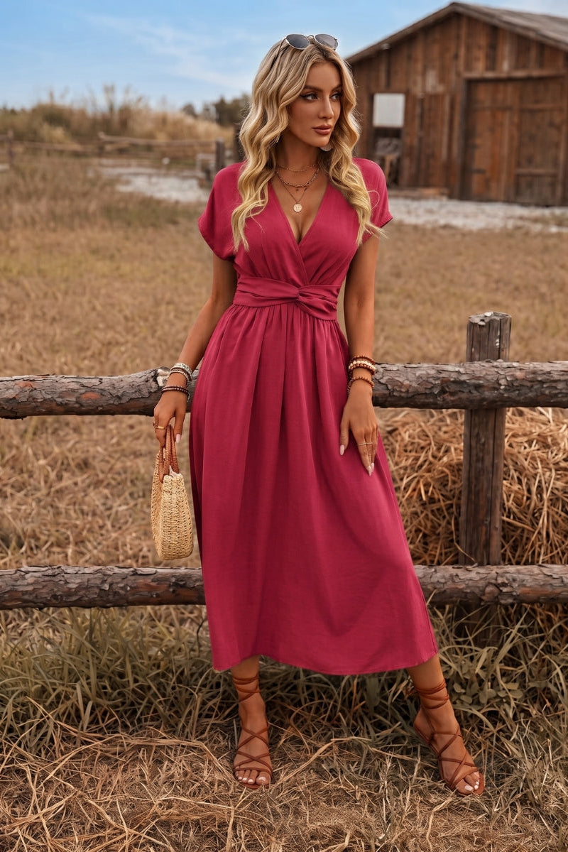 Paulien | Wrap V-Neck Maxi Dress with Belted Waist for Women