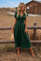 Paulien | Wrap V-Neck Maxi Dress with Belted Waist for Women