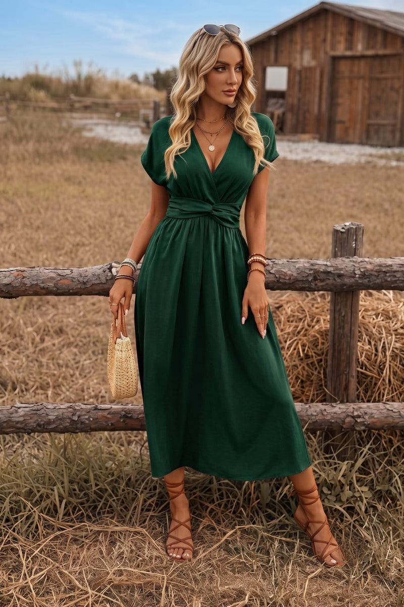Paulien | Wrap V-Neck Maxi Dress with Belted Waist for Women
