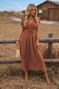 Paulien | Wrap V-Neck Maxi Dress with Belted Waist for Women