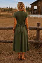 Paulien | Wrap V-Neck Maxi Dress with Belted Waist for Women