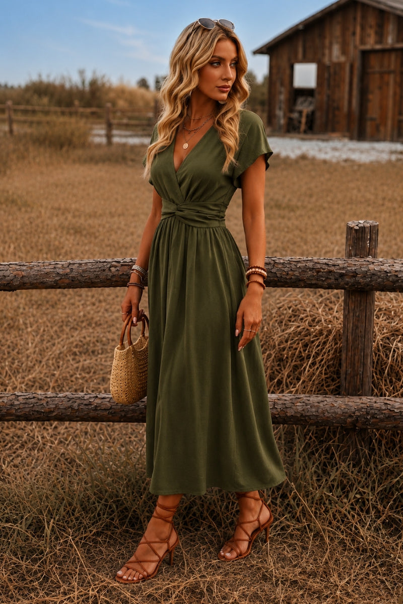 Paulien | Wrap V-Neck Maxi Dress with Belted Waist for Women