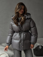 Lenneke Drawstring Hooded Puffer Jacket for Women