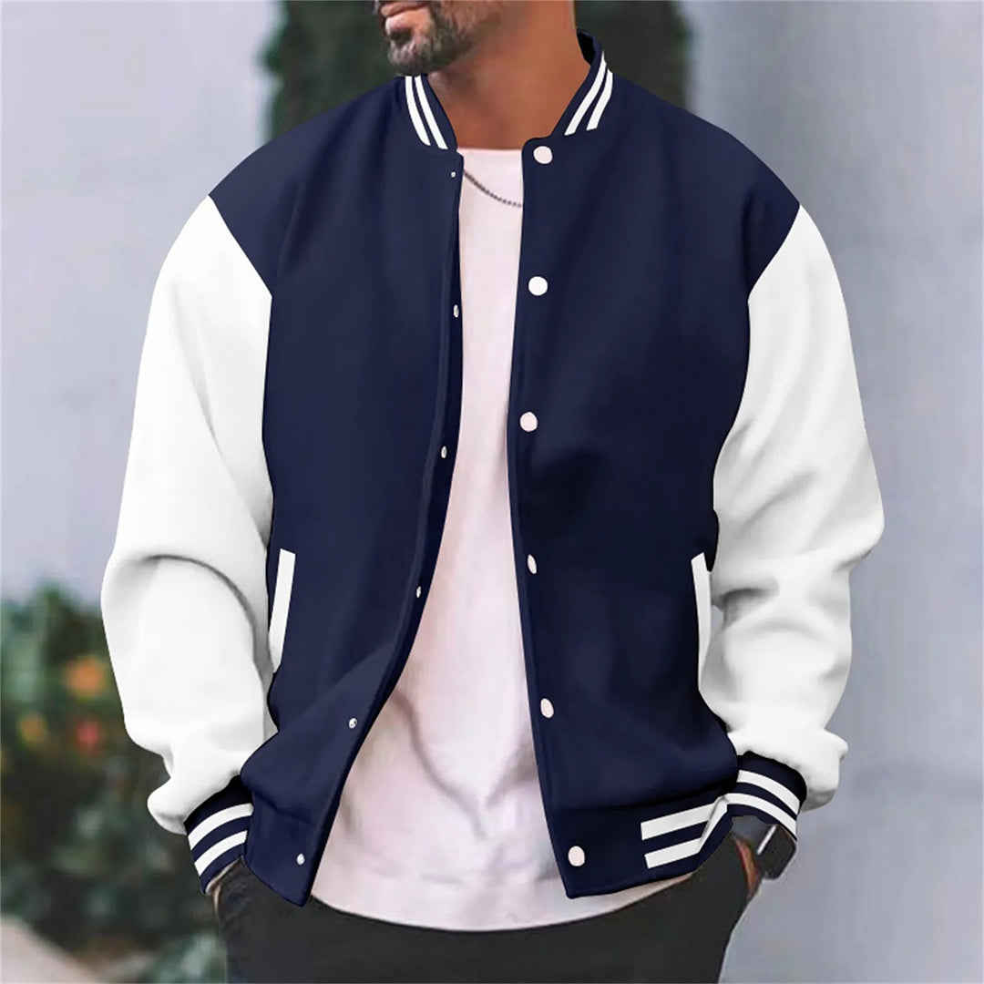 Rasmus | Ribbed Trim Snap-Button Bomber Jacket for Men