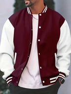 Rasmus | Ribbed Trim Snap-Button Bomber Jacket for Men
