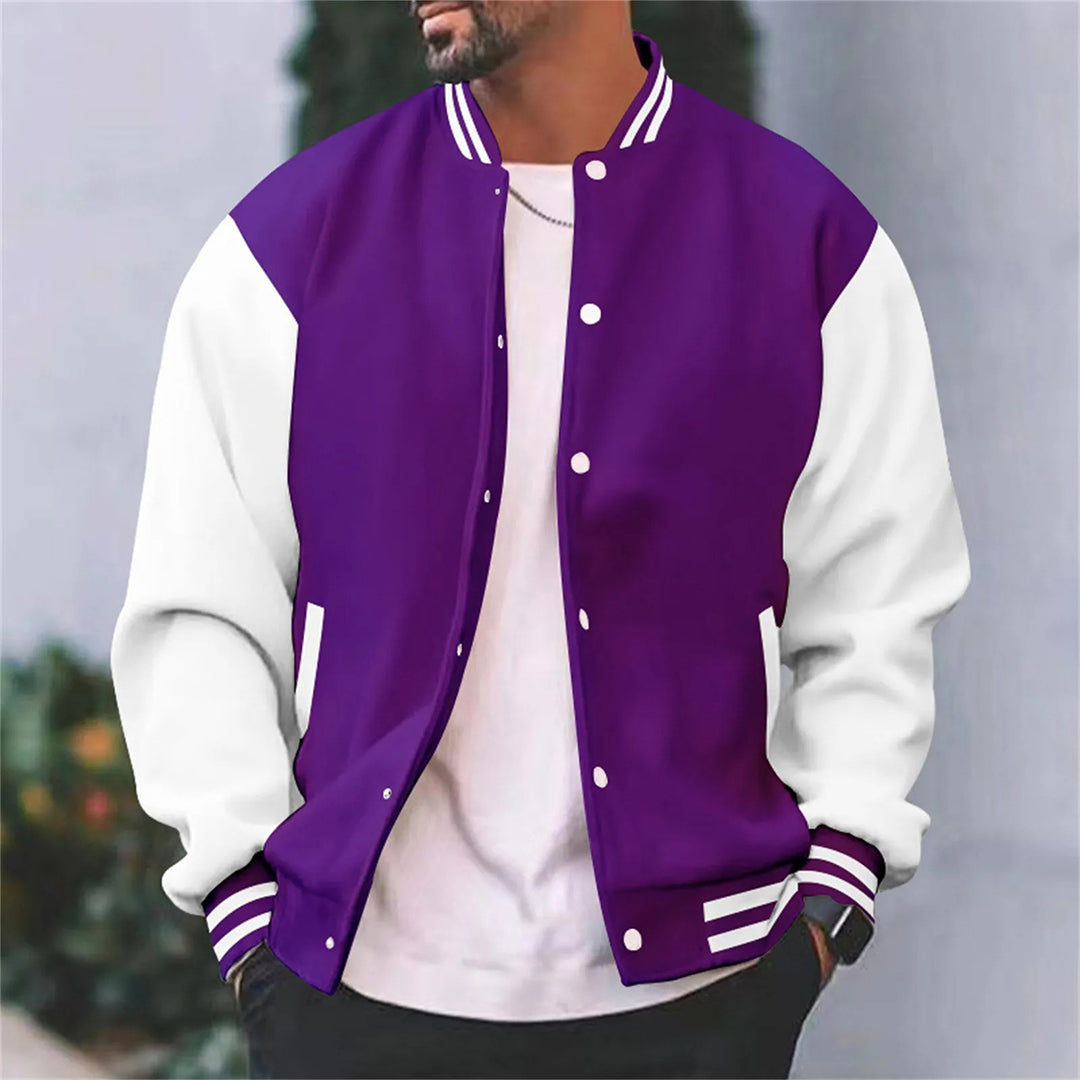 Rasmus | Ribbed Trim Snap-Button Bomber Jacket for Men