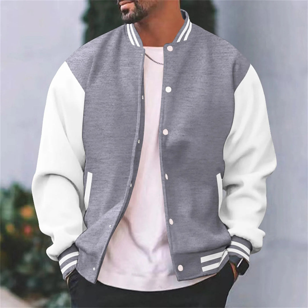 Rasmus | Ribbed Trim Snap-Button Bomber Jacket for Men