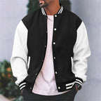 Rasmus | Ribbed Trim Snap-Button Bomber Jacket for Men