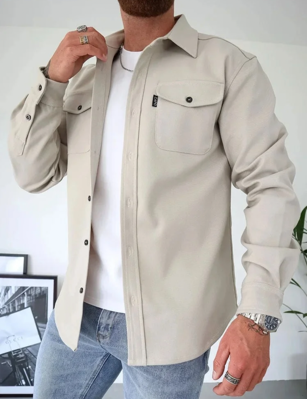 Rafael | Single-Breasted Overshirt Jacket with Chest Pockets