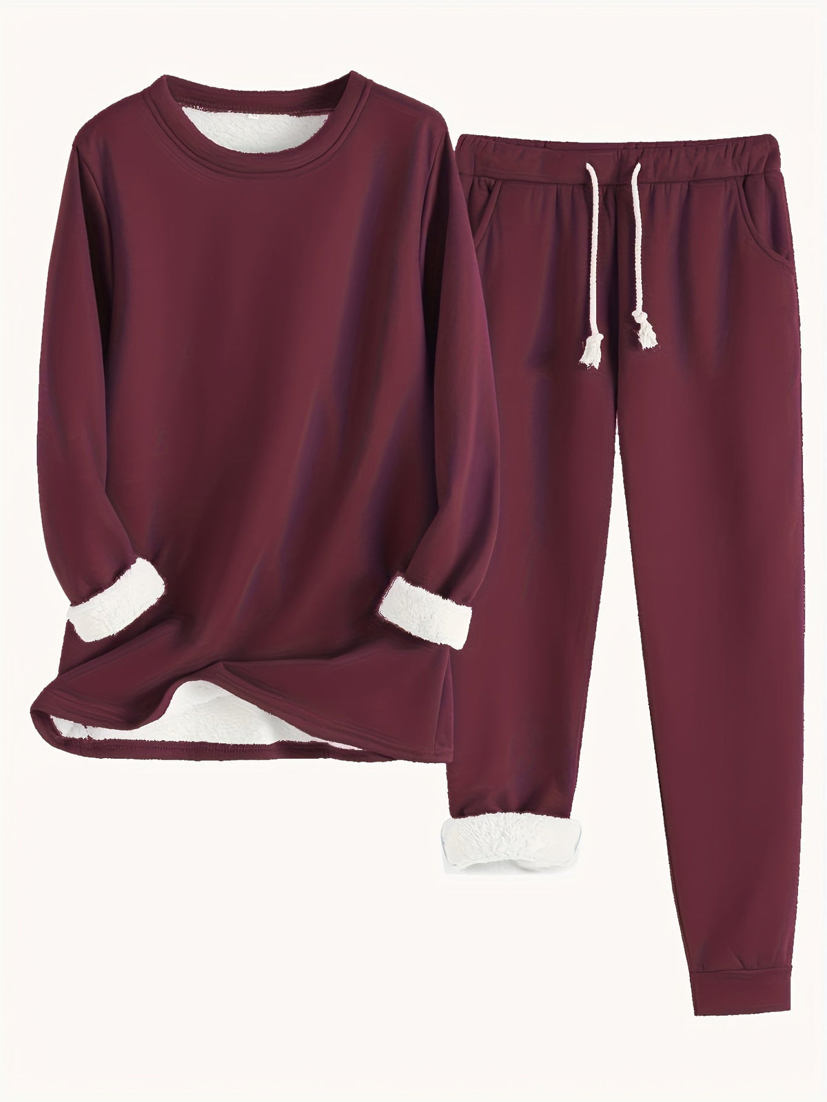 Reneé | Crew Neck Two-Piece Lounge Set with Pockets for Women