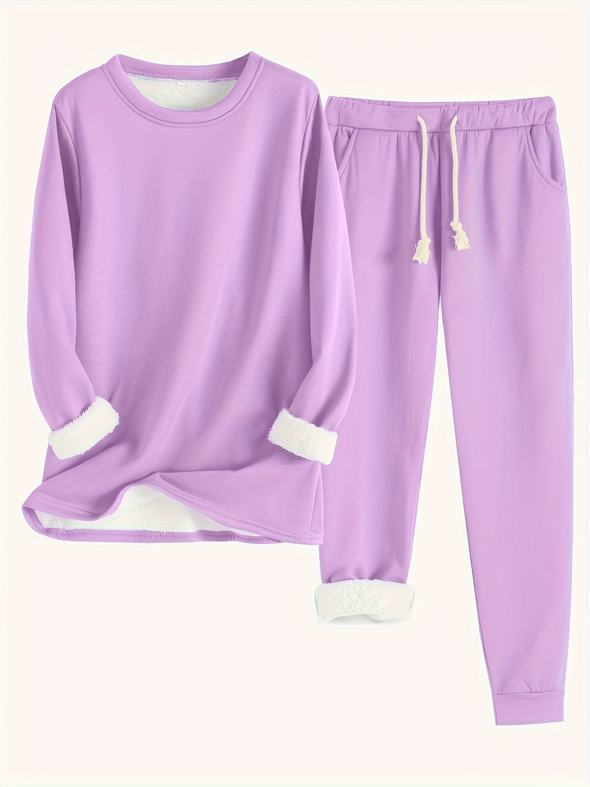 Reneé | Crew Neck Two-Piece Lounge Set with Pockets for Women
