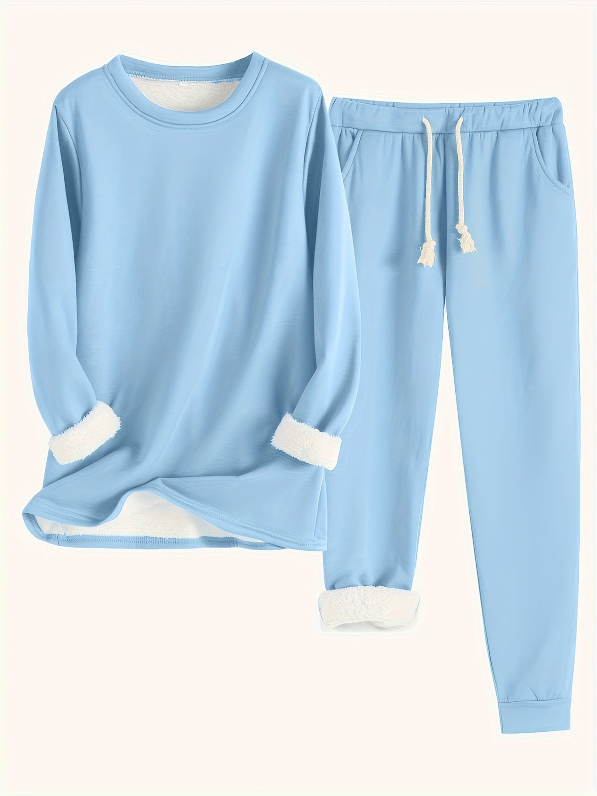 Reneé | Crew Neck Two-Piece Lounge Set with Pockets for Women