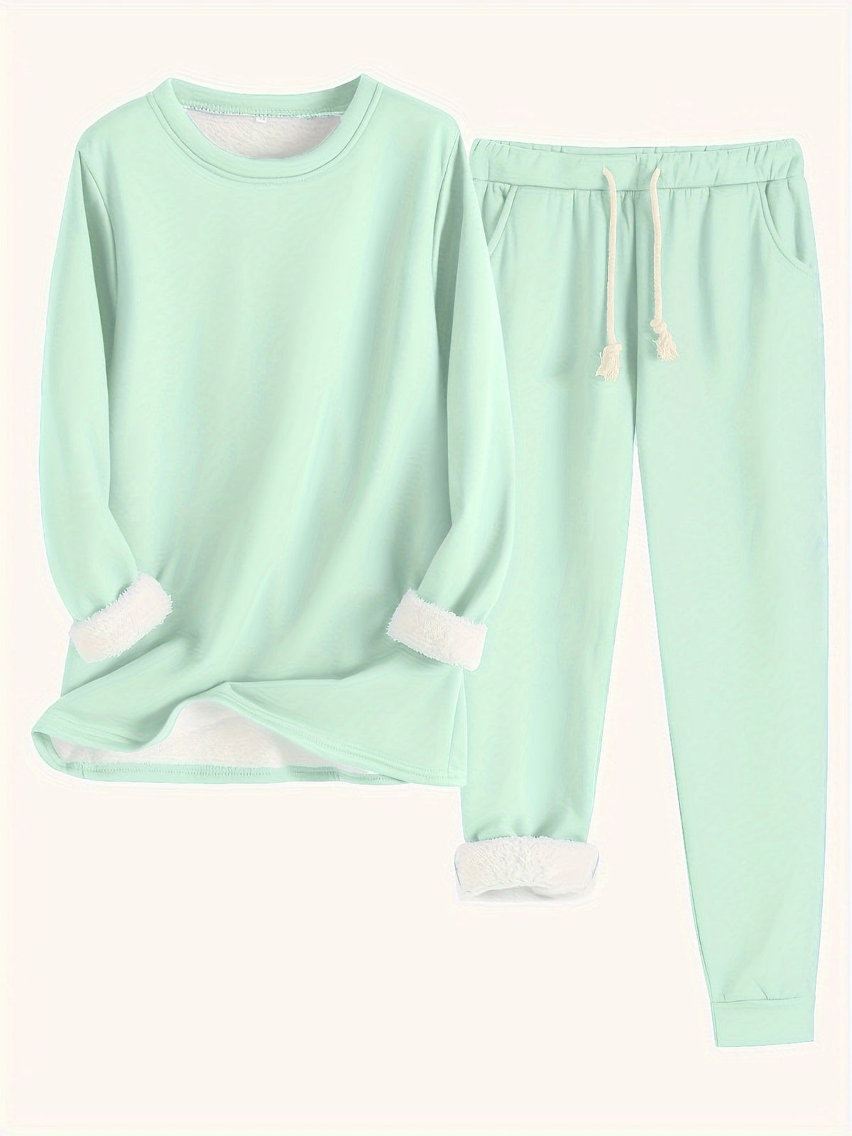 Reneé | Crew Neck Two-Piece Lounge Set with Pockets for Women