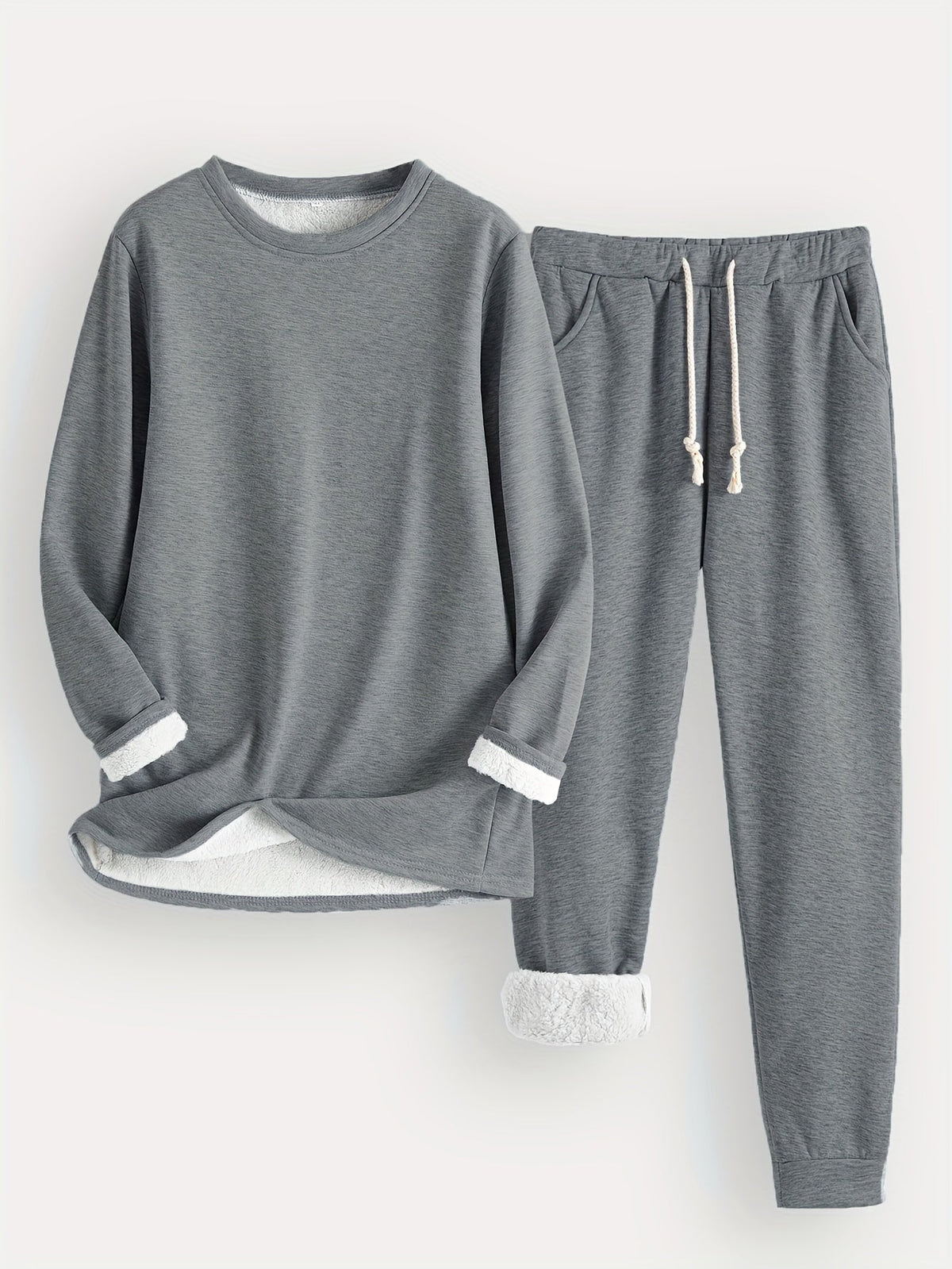 Reneé | Crew Neck Two-Piece Lounge Set with Pockets for Women